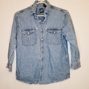 Gap kids denim button down shirt